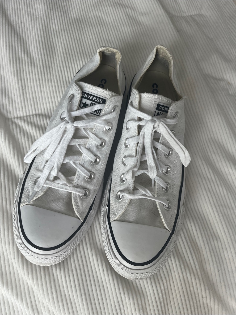 white low top platform converse